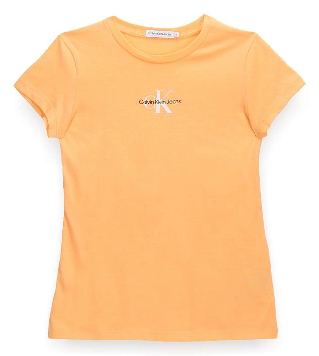 calvin klein kids crushed orange cotton logo top
