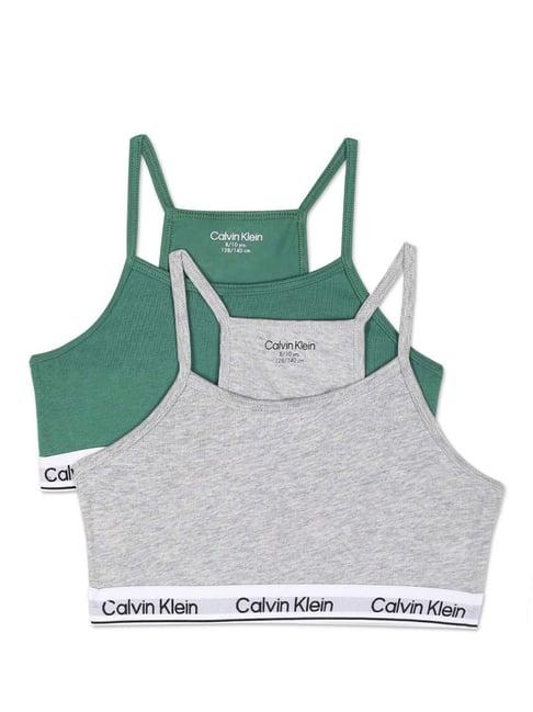 calvin klein kids multicolor cotton logo bra (pack of 2)