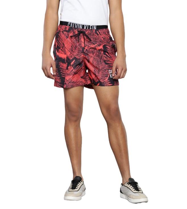 calvin klein kids red printed regular fit shorts