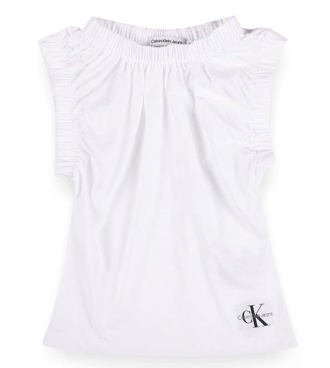 calvin klein kids white solid regular fit top