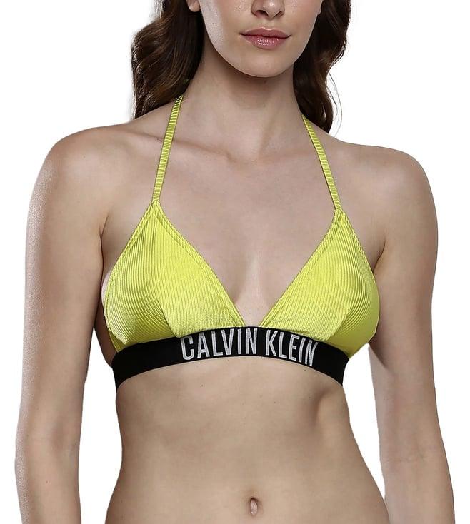 calvin klein lemonade yellow womens solid swimwear