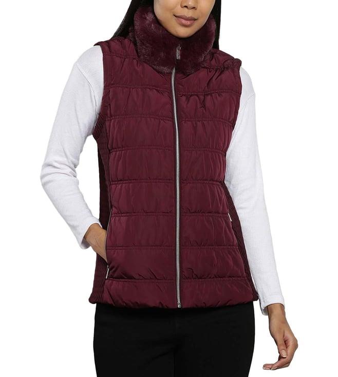 calvin klein maroon regular fit gilet jacket