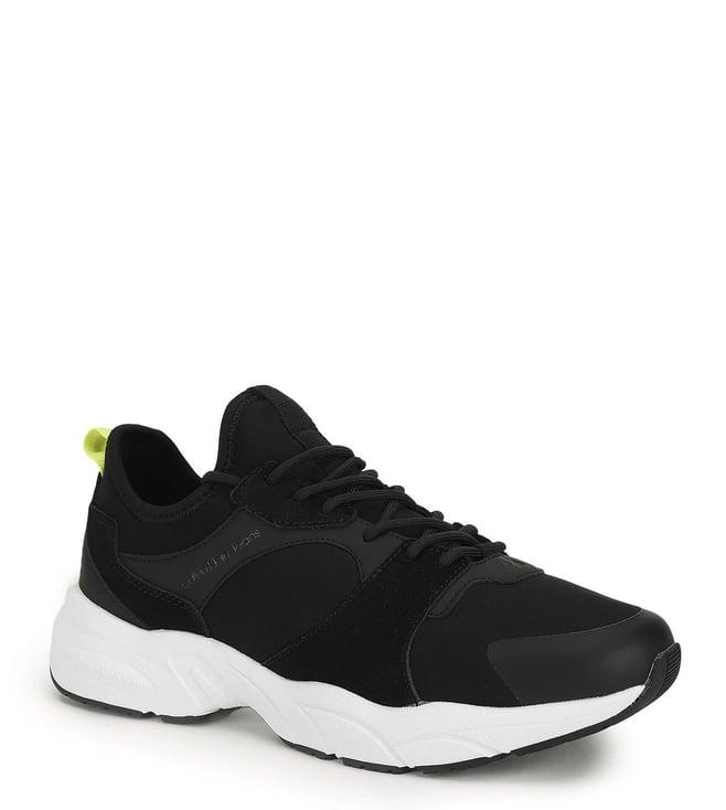 calvin klein men's black & safety yellow sneakers