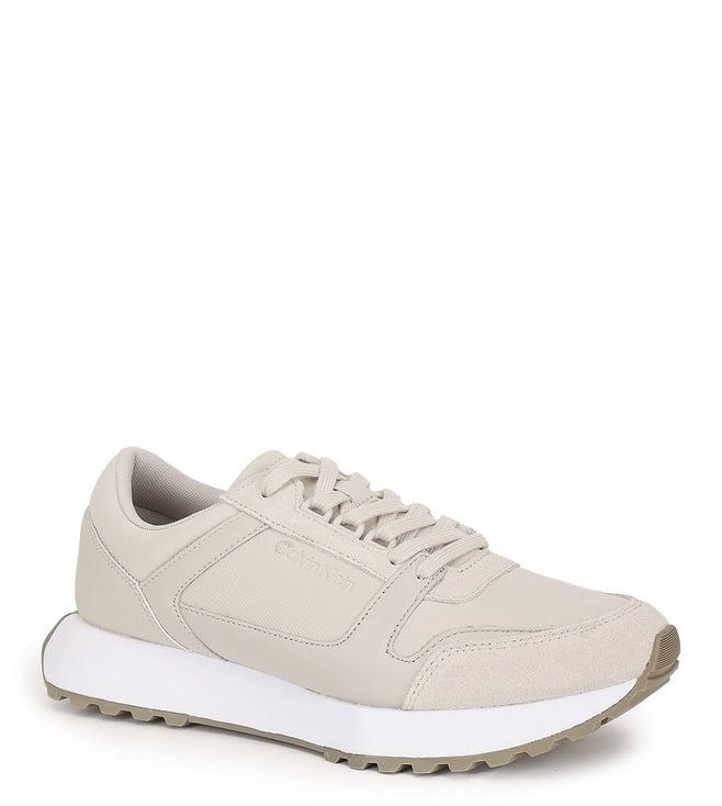 calvin klein men's feather grey & white sneakers