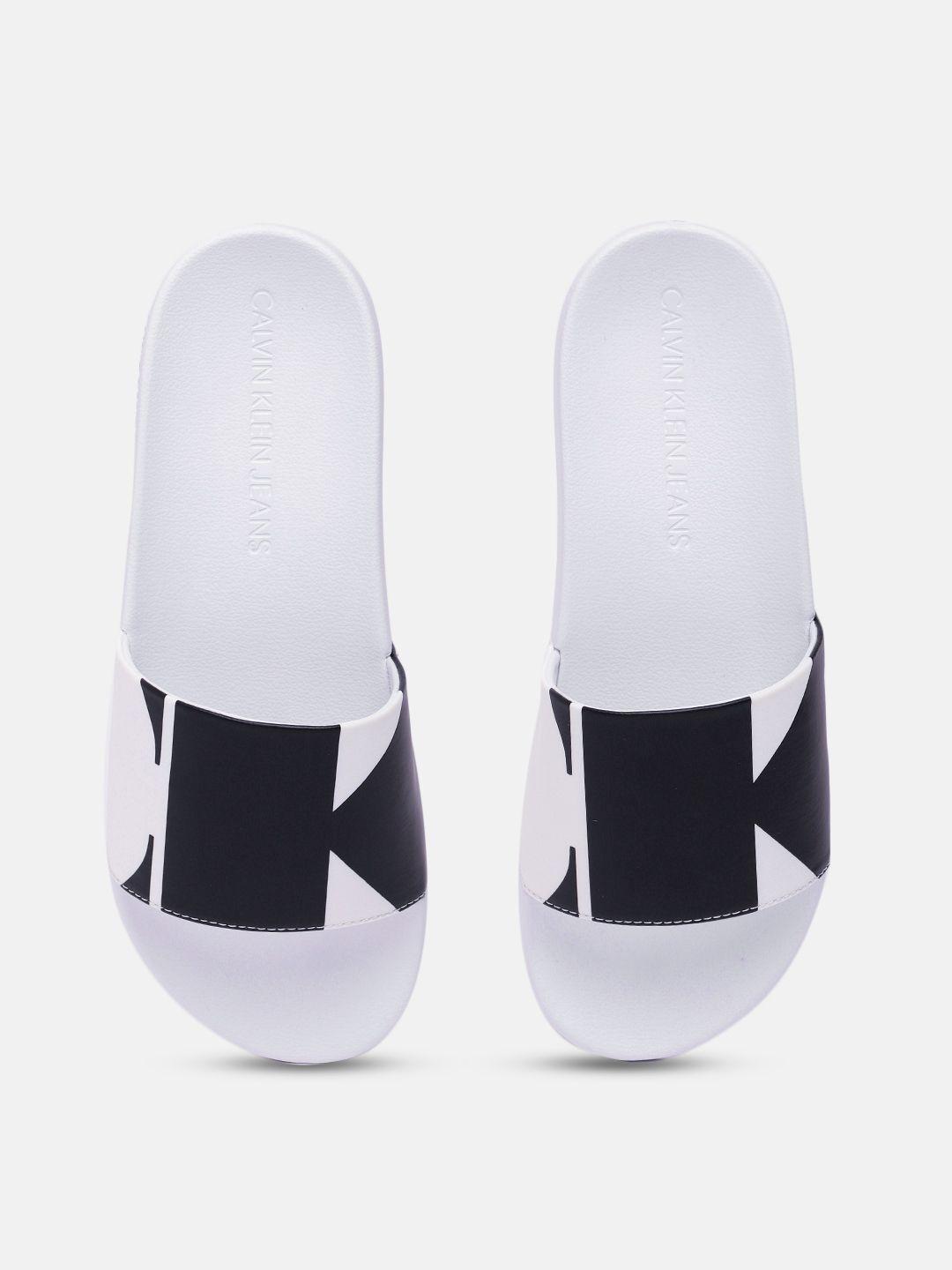 calvin klein men brand logo print sliders