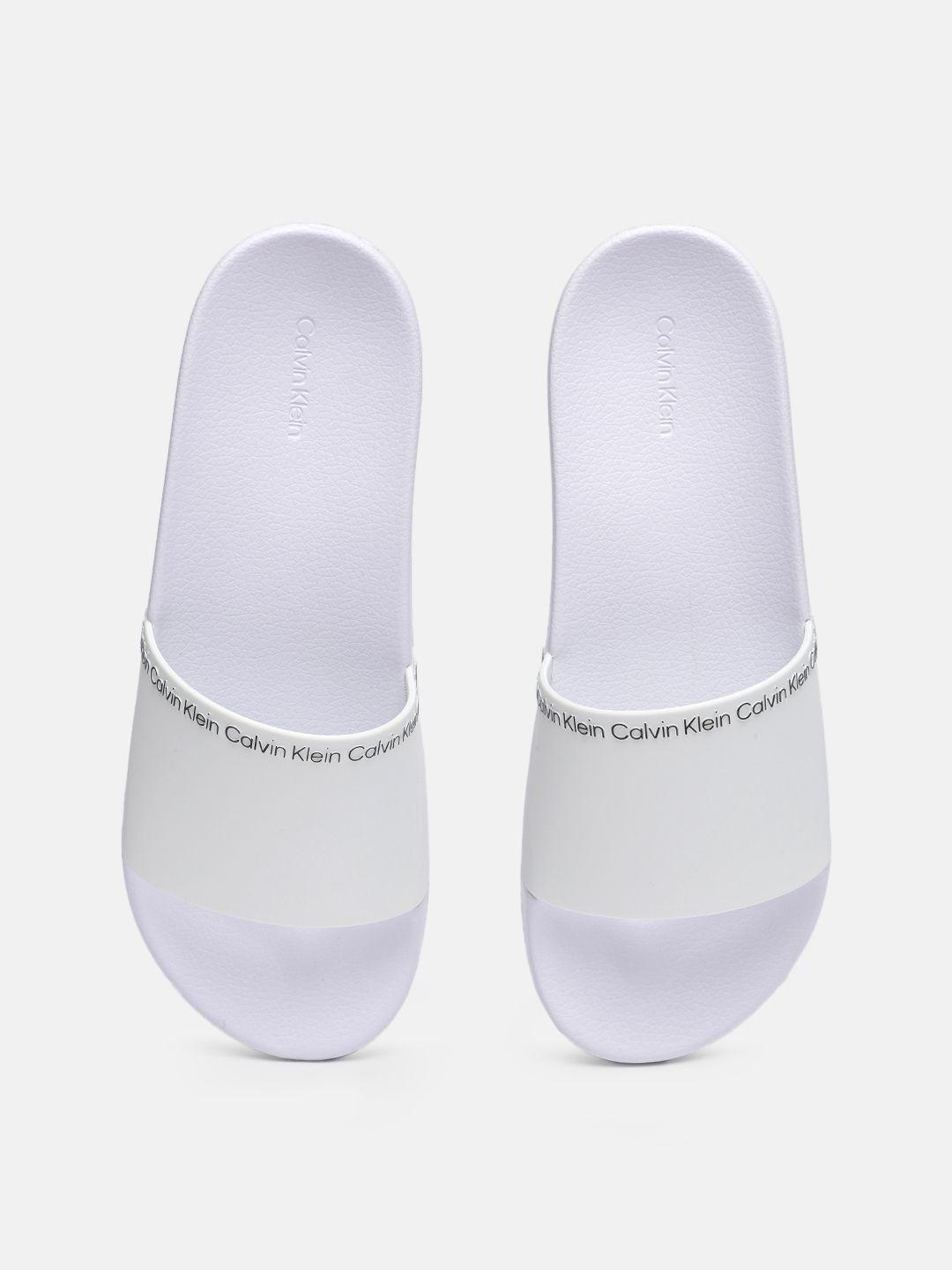 calvin klein men brand logo printed sliders