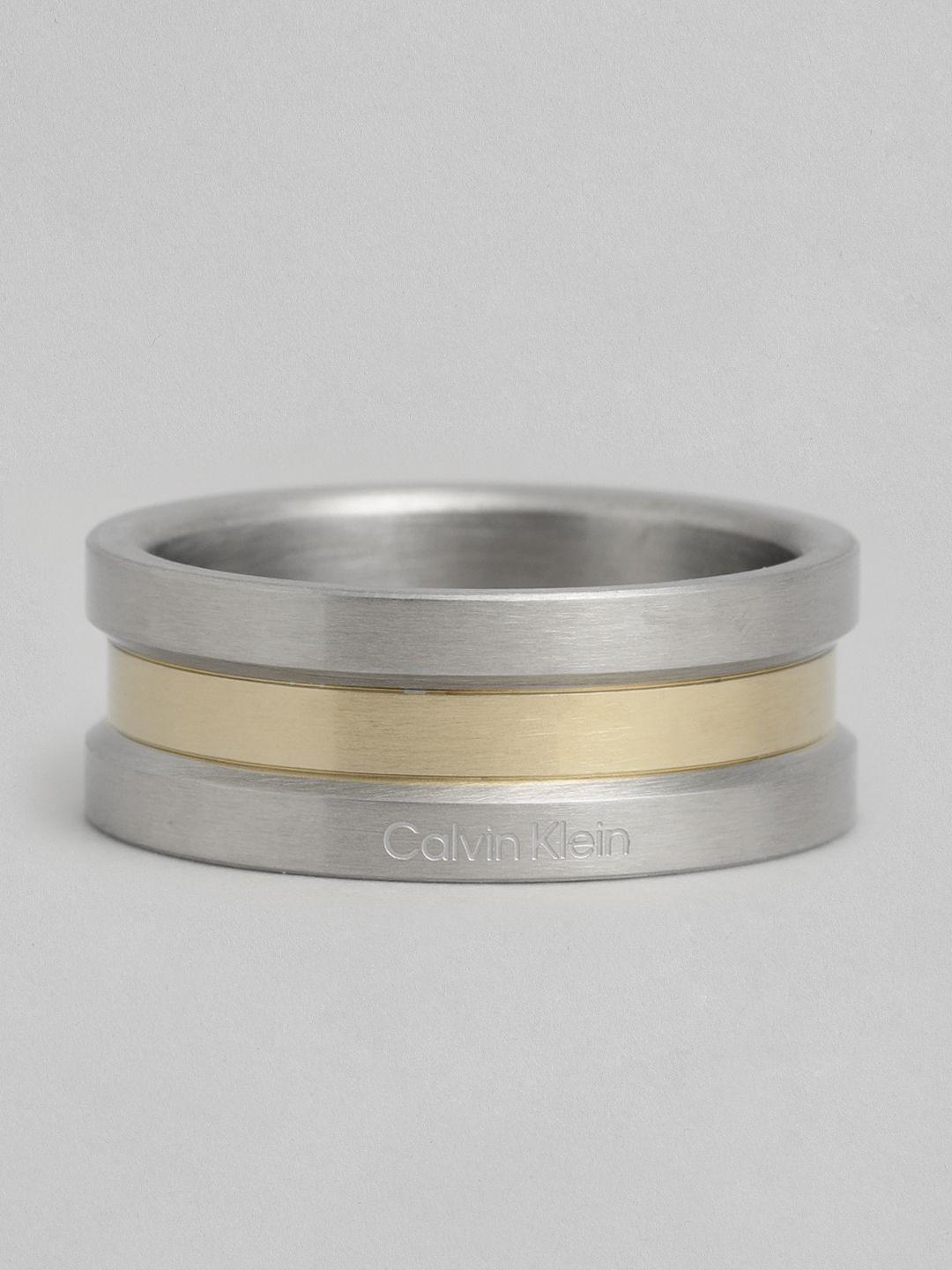 calvin klein men captured mesh stainless steel finger ring