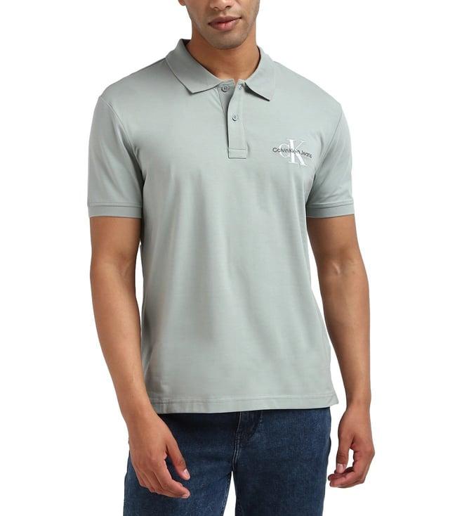 calvin klein men grey solid short sleeves polo t-shirt