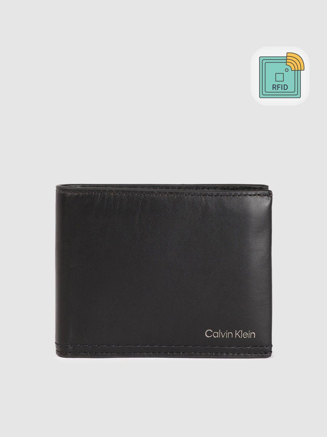 calvin klein men leather three fold wallet