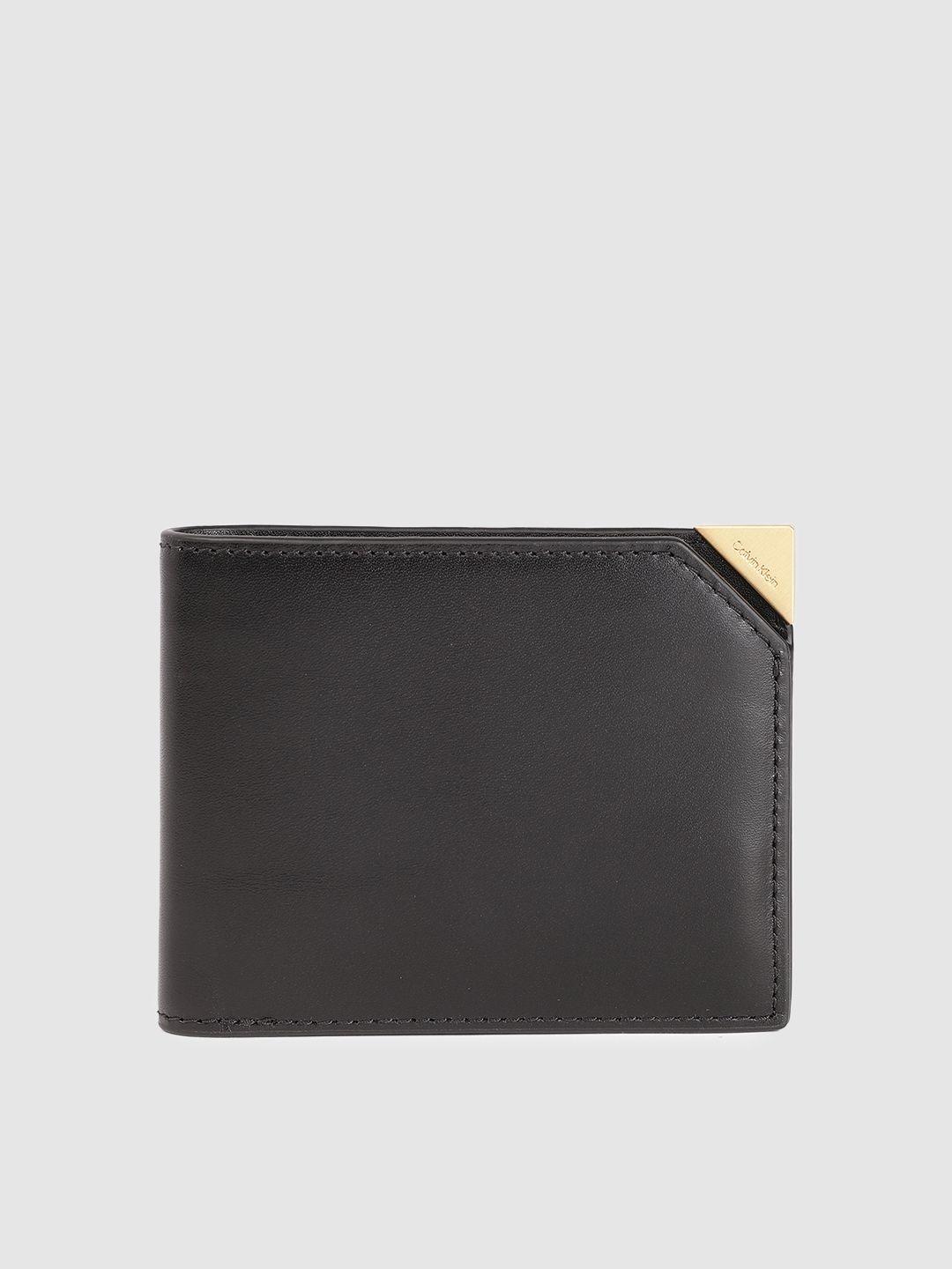 calvin klein men leather two fold wallet