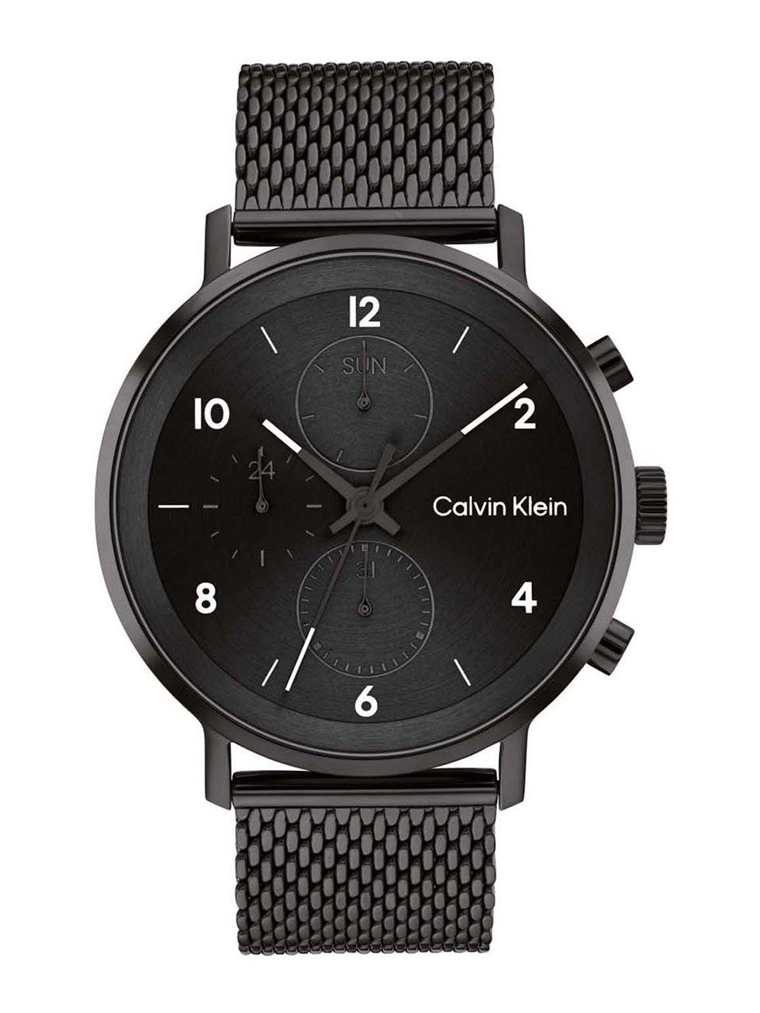 calvin klein men round dial stainless steel analogue multi function watch 025200108