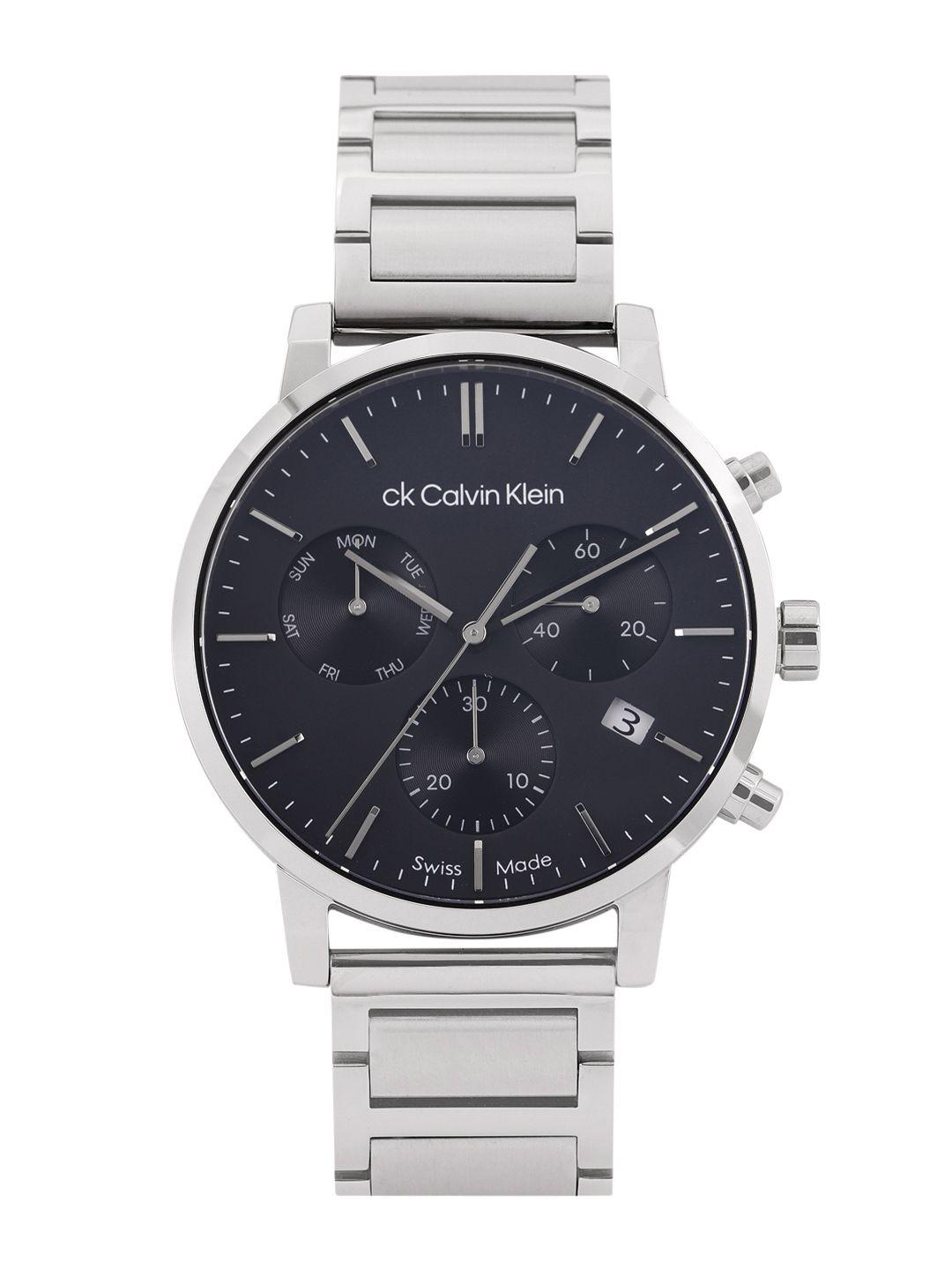 calvin klein men stainless steel bracelet style analogue swiss chronograph watch 25000025