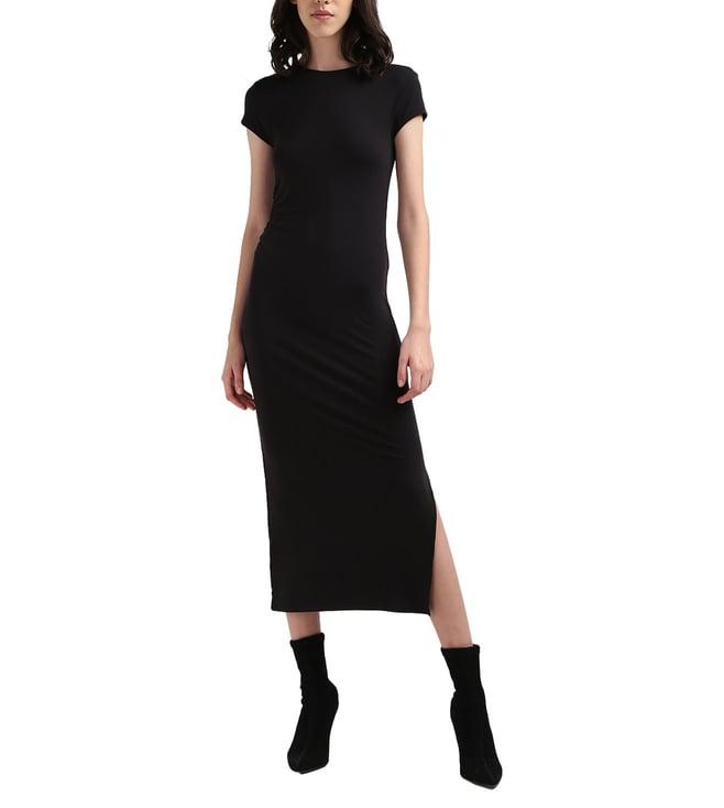 calvin klein modal solid black midi dress