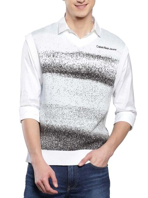 calvin klein multicolor cotton relaxed fit printed sweater