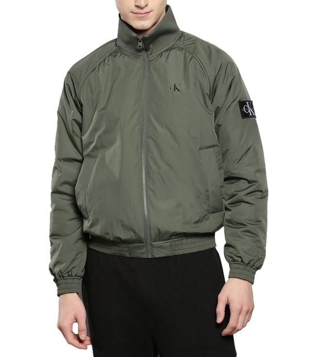 calvin klein olive regular fit bomber jacket