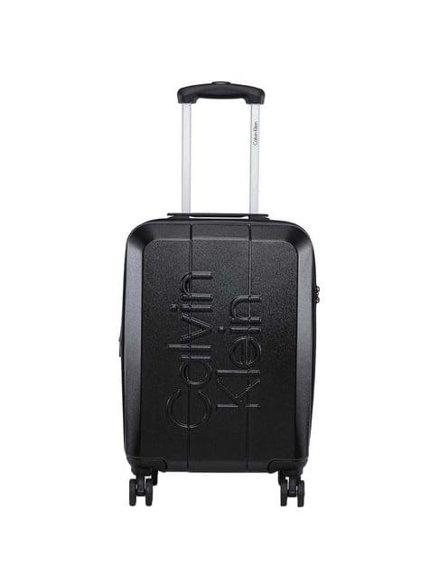 calvin klein overlay black solid hard cabin trolley bag - 36.5 cm