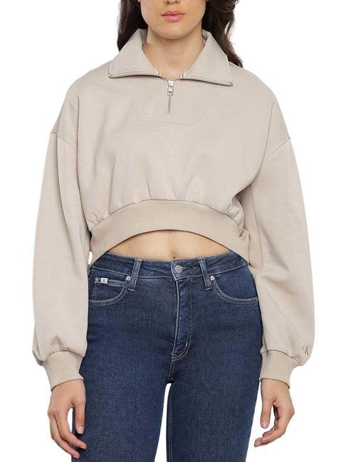 calvin klein ped-plaza taupe regular fit sweater