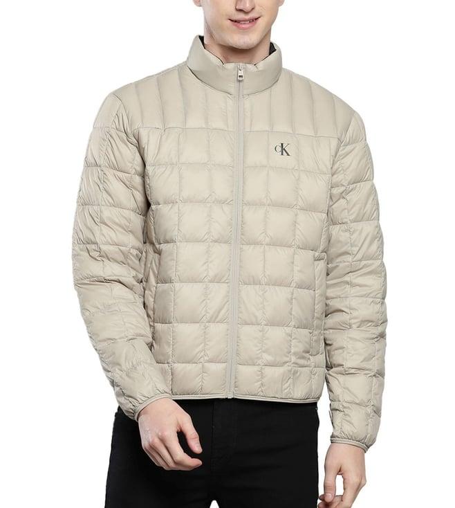 calvin klein plaza taupe quilted regular fit quilted jacket