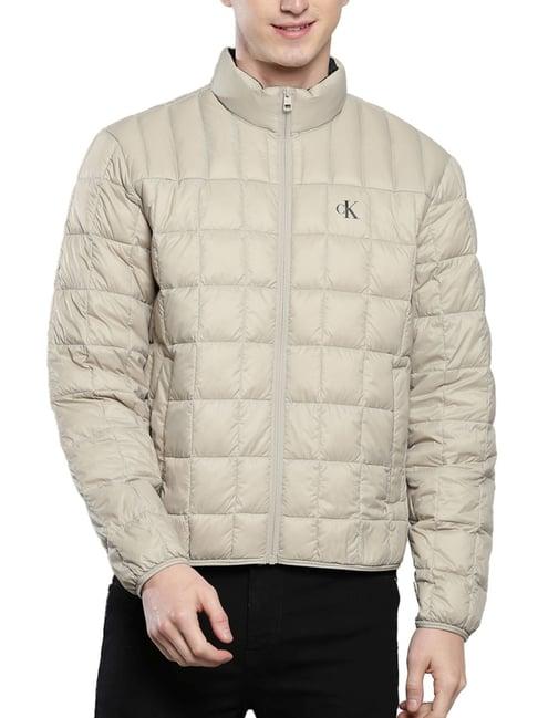 calvin klein plaza taupe regular fit quilted quilted jacket