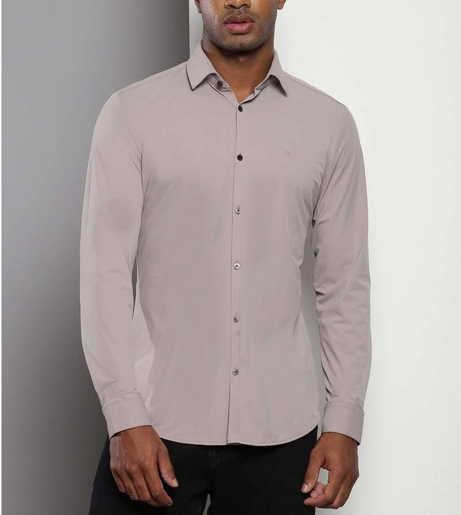 calvin klein plaza taupe slim fit shirt