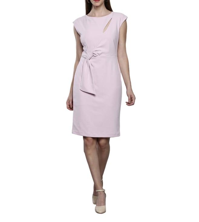 calvin klein polyester solid peach dress