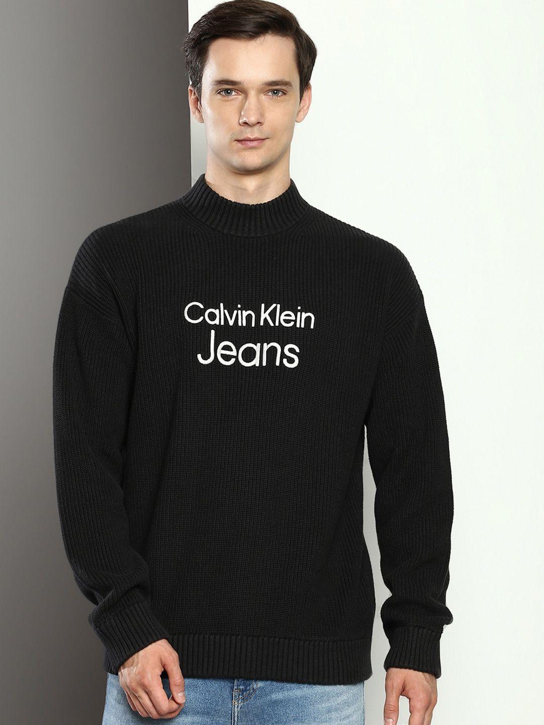 calvin klein printed organic cotton ribbed pullover sweater