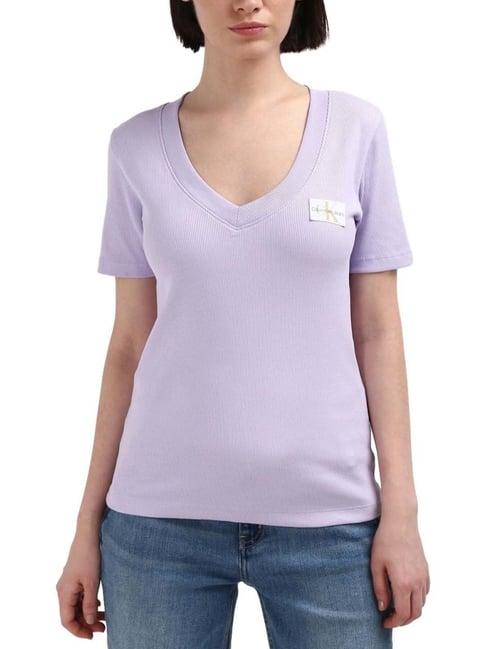 calvin klein purple cotton t-shirt