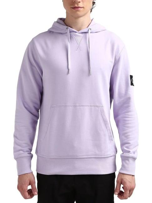 calvin klein purple regular fit hooded sweatshirt