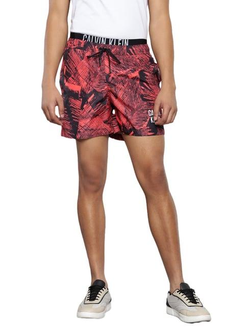 calvin klein red regular fit printed shorts