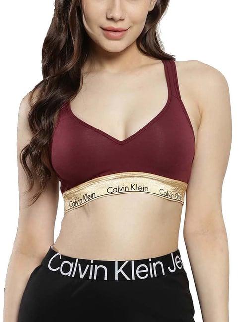 calvin klein red solid regular fit bra