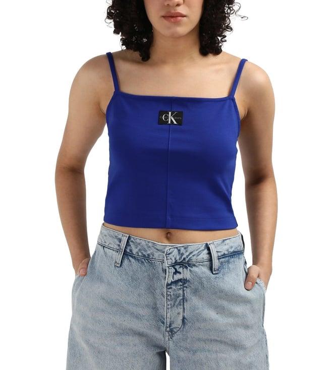 calvin klein sapphire blue viscose women's slim fit tank top