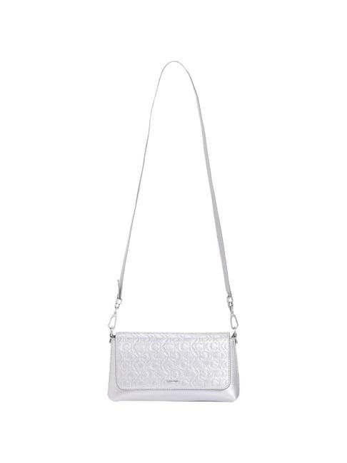 calvin klein silver logo shoulder bag