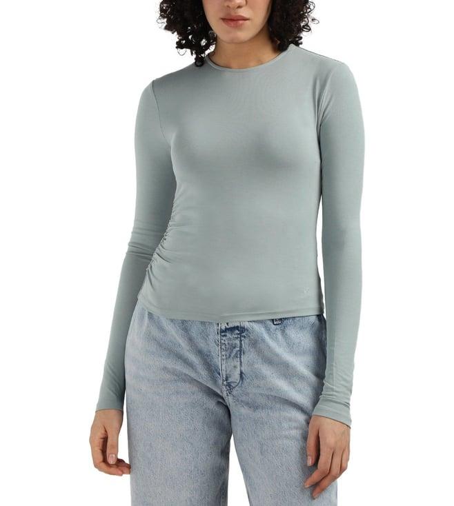 calvin klein slate gray modal women's slim fit top