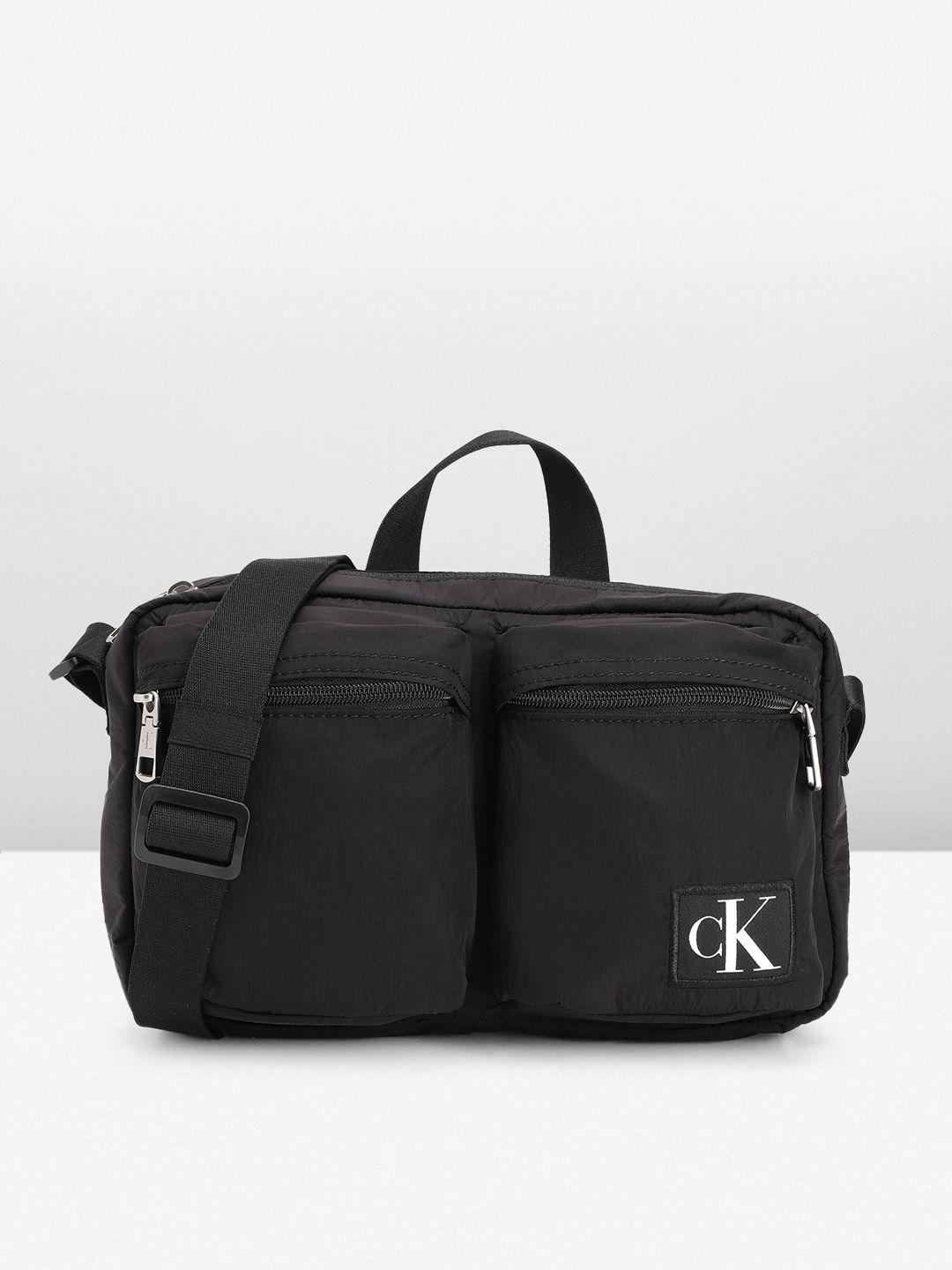 calvin klein solid structured handheld bag