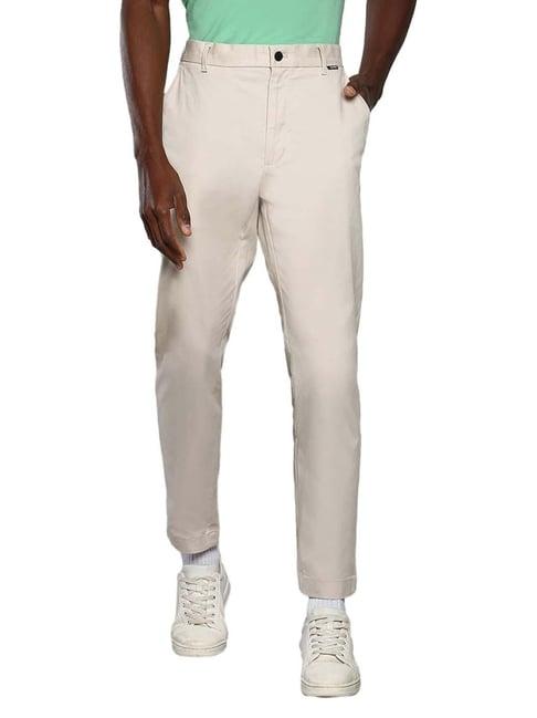 calvin klein stony beige cotton relaxed fit trousers