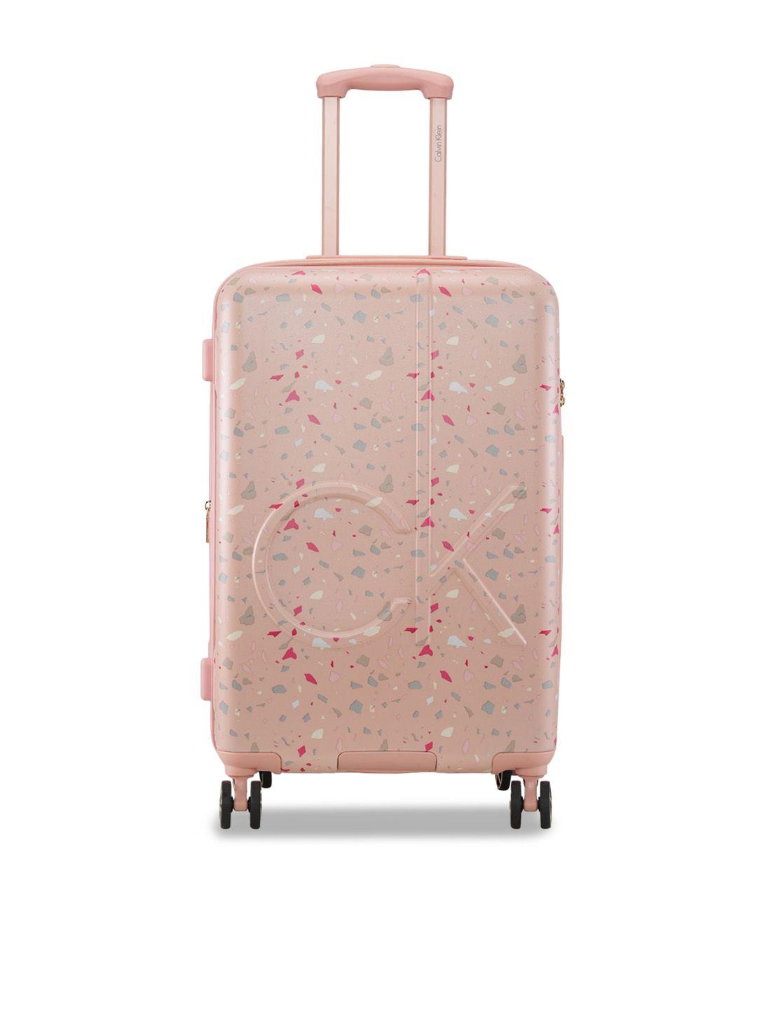 calvin klein terrazzo island printed abs hard-sided 24" medium trolley suitcase