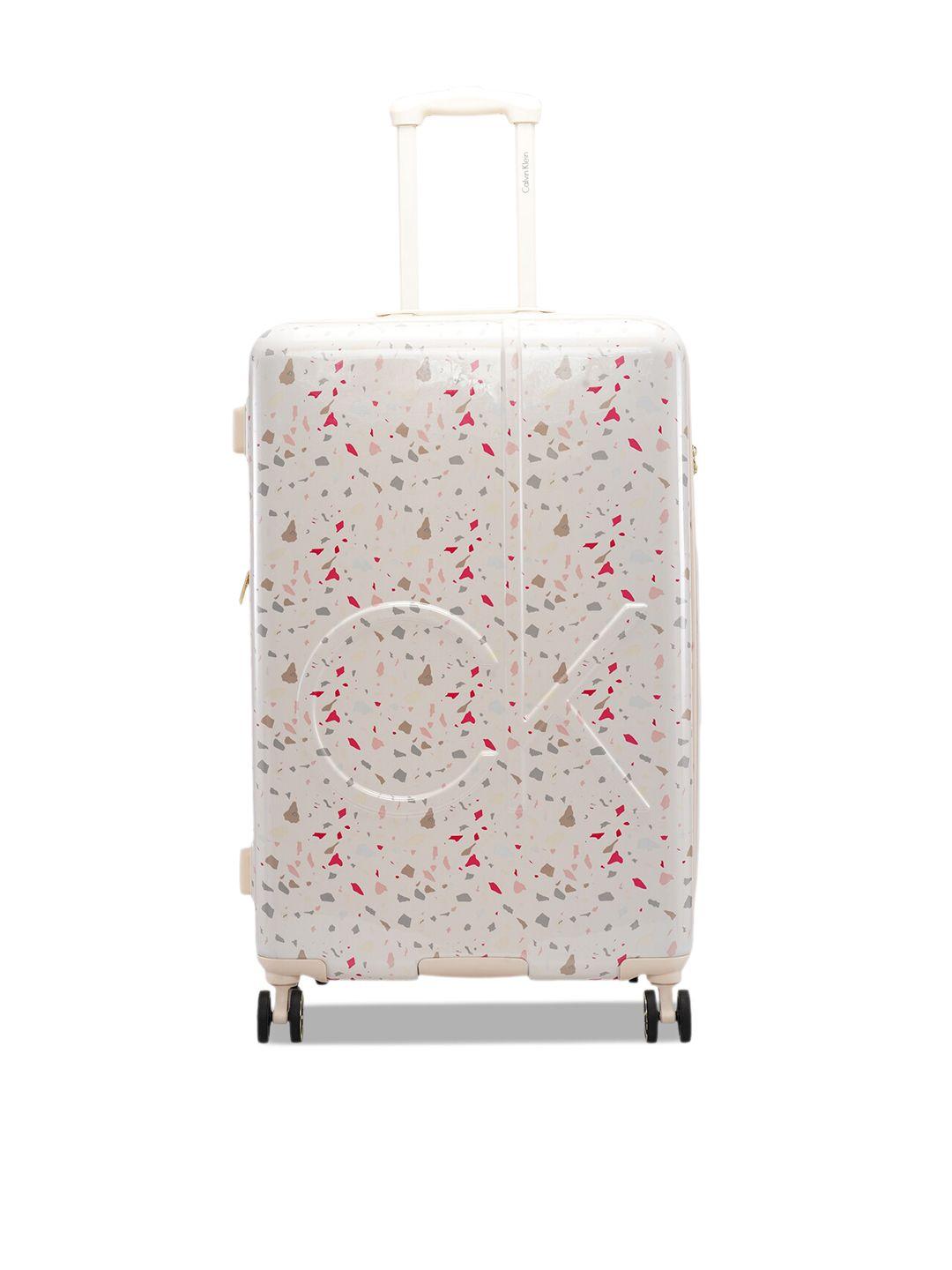 calvin klein terrazzo island printed abs hard-sided 28" large trolley suitcase