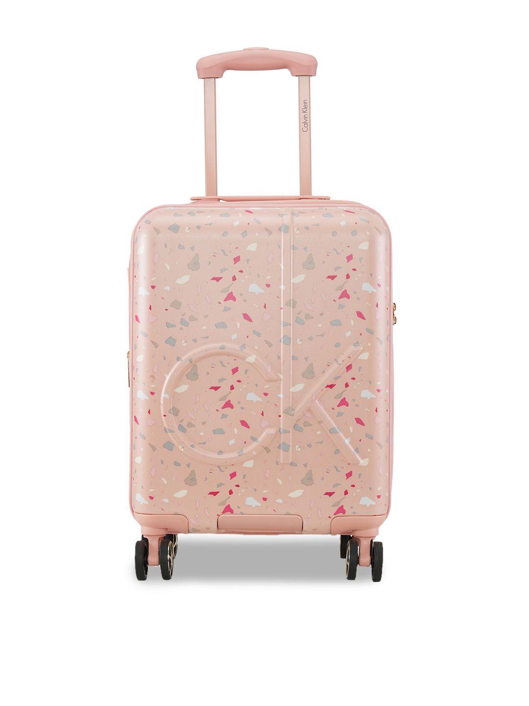 calvin klein terrazzo island printed abs hard-sided trolley suitcase