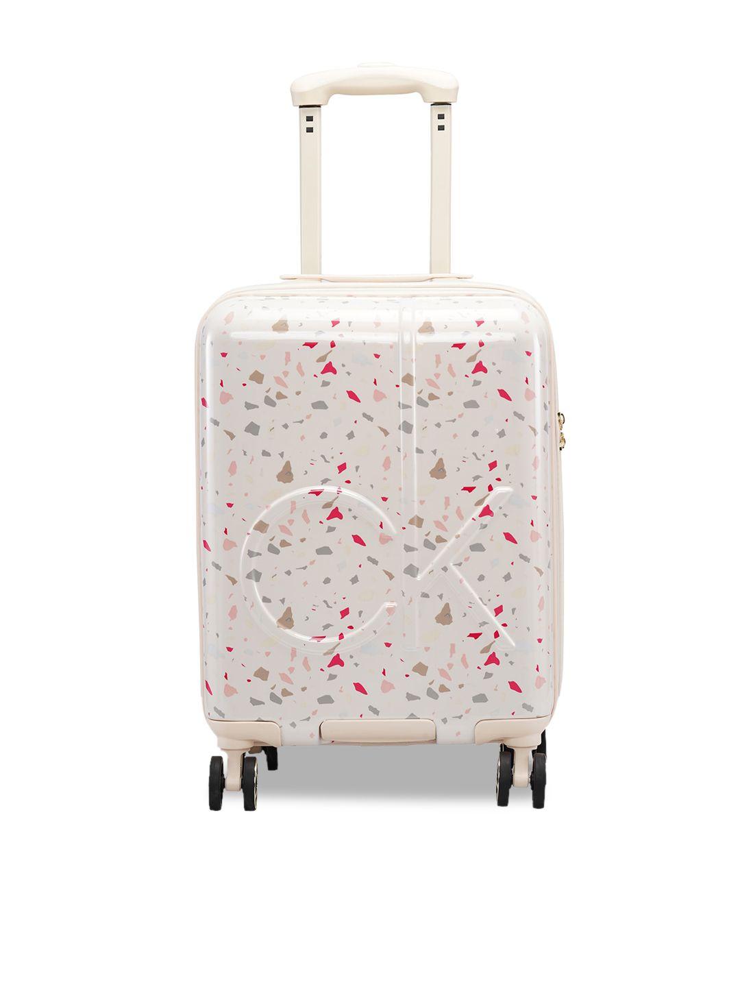 calvin klein terrazzo island printed abs material hard-sided 20" cabin trolley suitcase