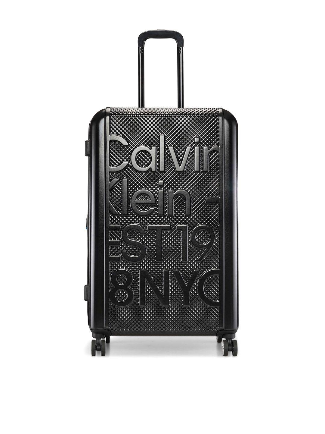 calvin klein textured hard-sided large trolley bag