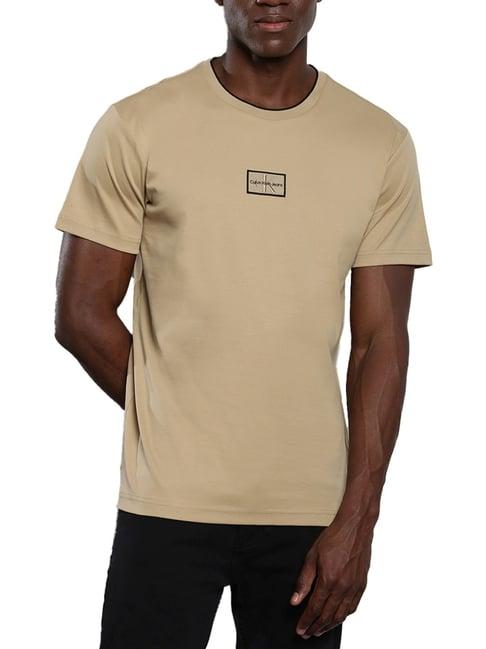 calvin klein travertine cotton slim fit logo printed t-shirt