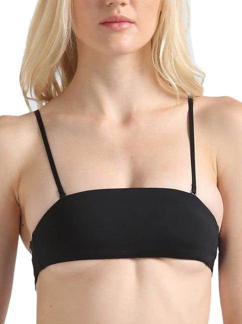 calvin klein underwear black solid regular fit bra