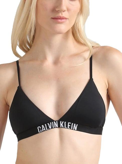 calvin klein underwear black solid regular fit bra