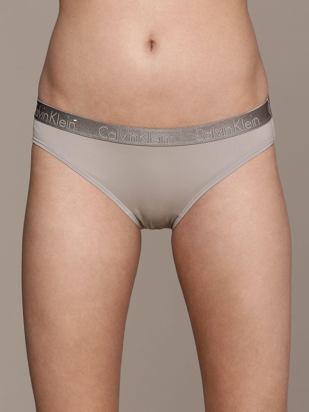 calvin klein underwear grey colourblocked low waist elasticated bikini briefs