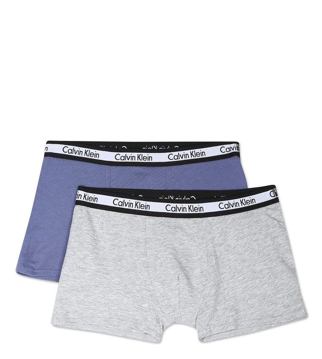 calvin klein underwear kids purple & grey logo regular fit trunks - pack of 2