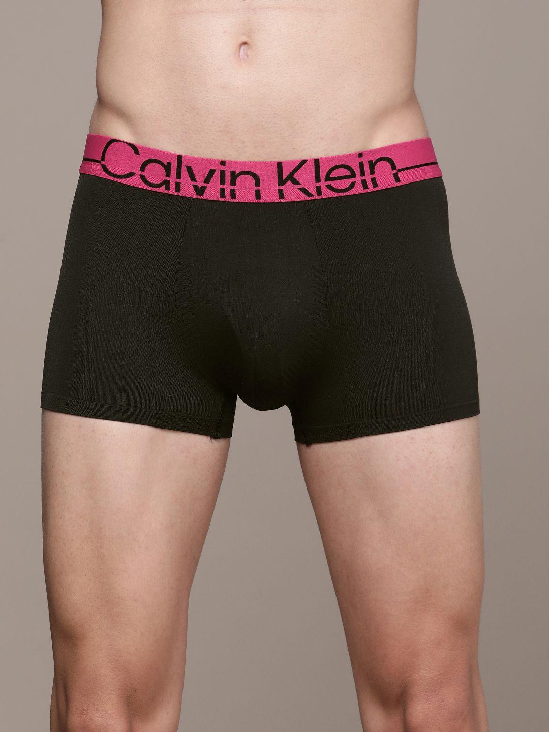 calvin klein underwear men black solid trunk nb31591fb