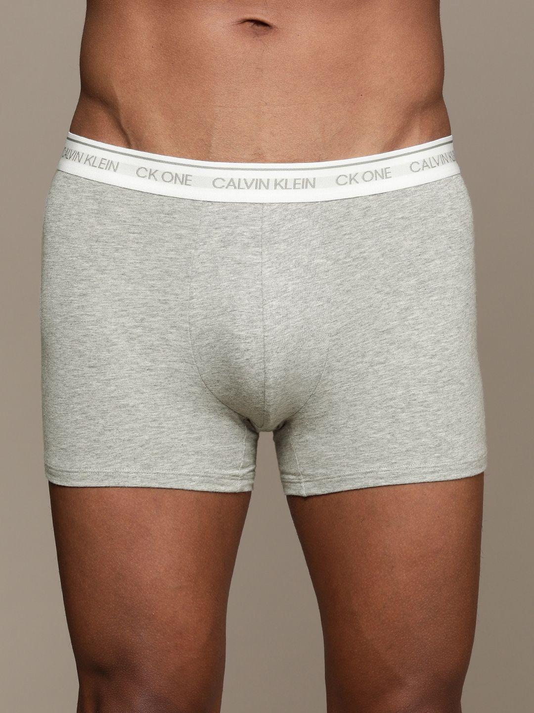 calvin klein underwear men grey melange solid low rise trunk nb2216080