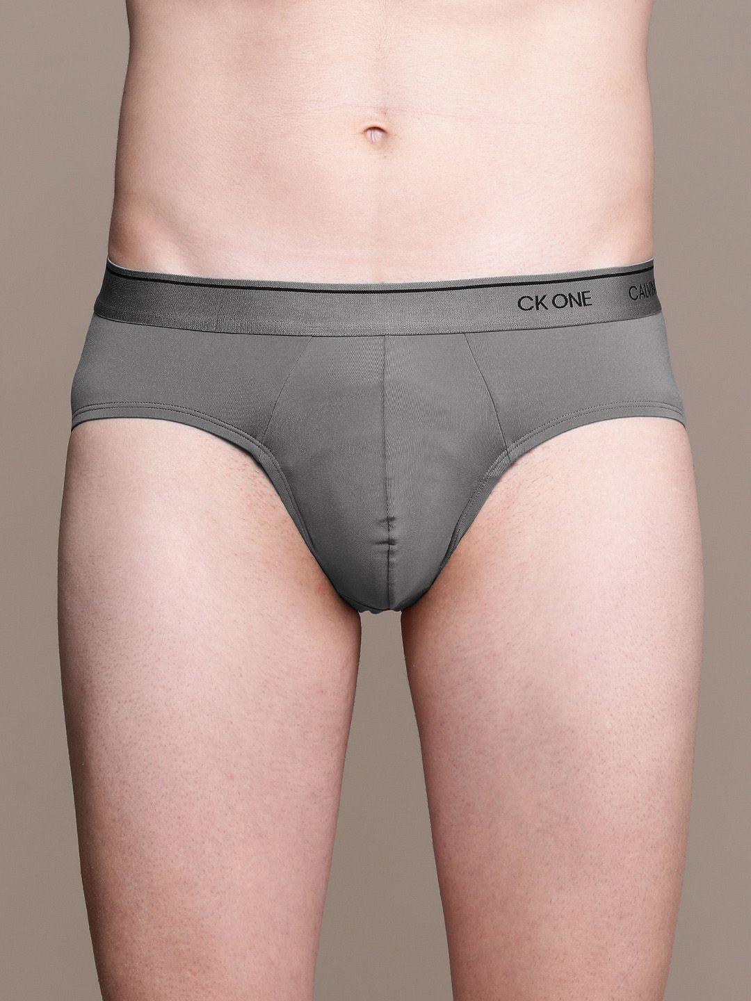 calvin klein underwear men grey solid briefs nb22245gs