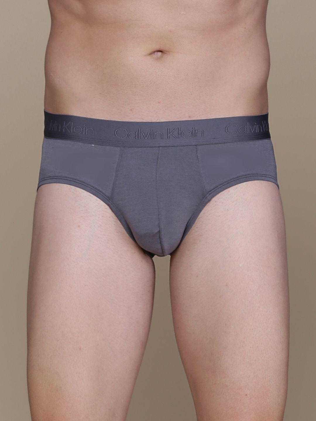 calvin klein underwear men grey solid briefs nb33265fb