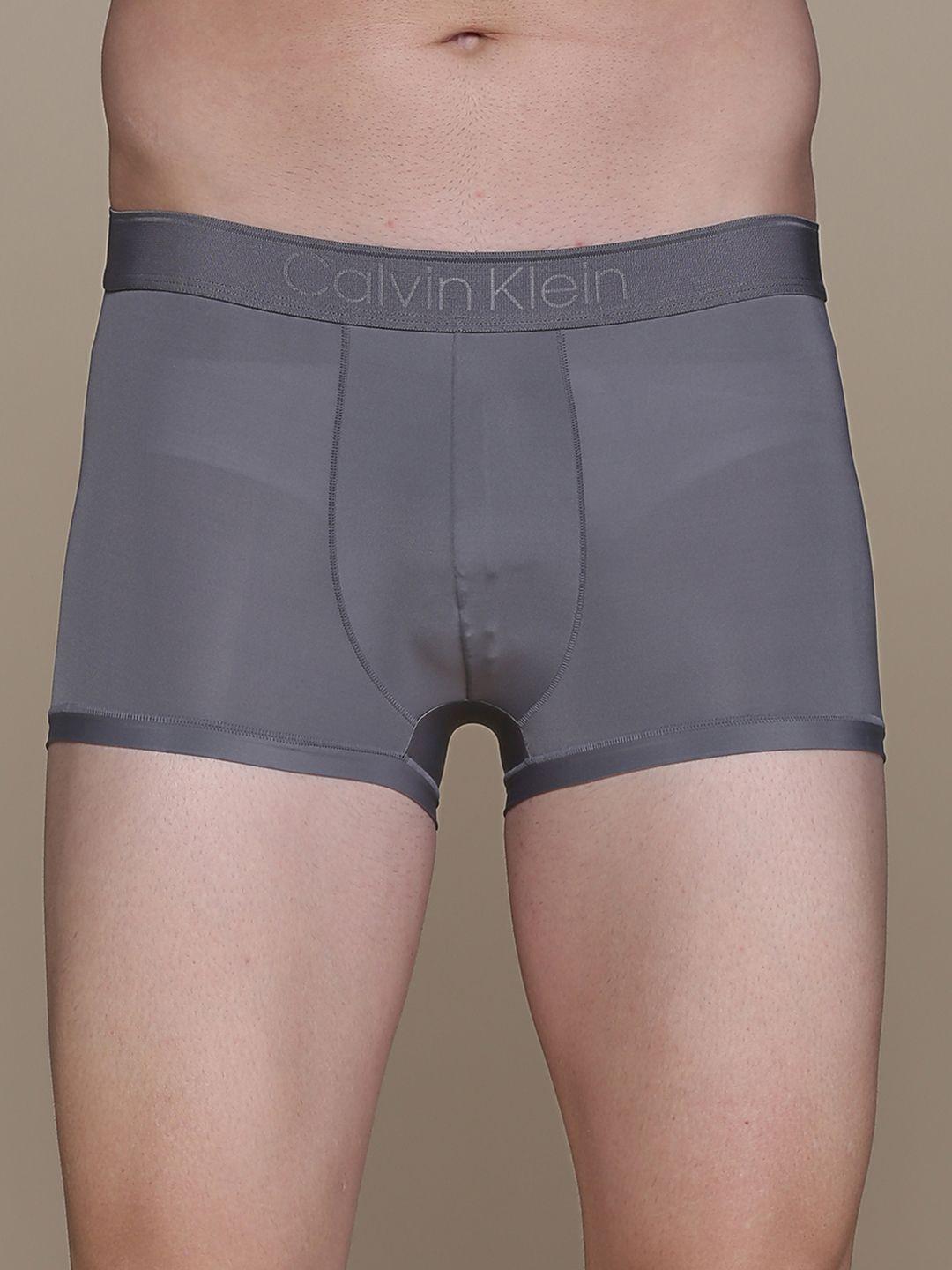 calvin klein underwear men grey solid trunk nb29045gs